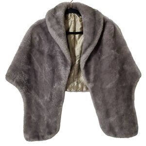 Vintage Faux Fur Stole Shawl Wrap Cape Regina Glenara Glenoit Tan Formal Cover S